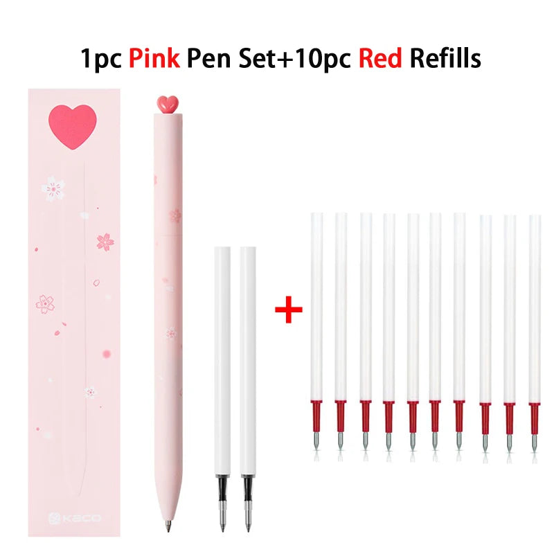 Juegos de bolígrafos de gel KACO, útiles escolares y de oficina para niños, de 0,5 mm de alta capacidad, con forma de corazón o signo del zodiaco, artículos de escritura, regalos de amor, artículos bonitos.