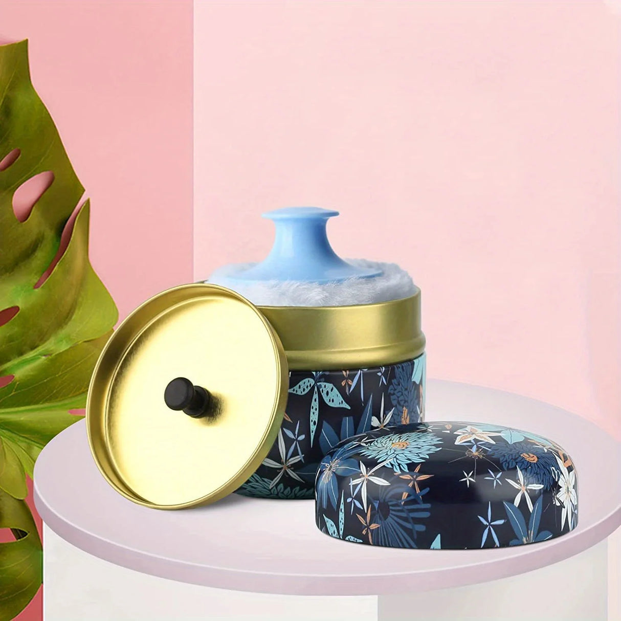 Powder Puff and Powder Container for Body Dusting Powder Case with Puff fo Women Loose Powder Containers with Puff for Travel