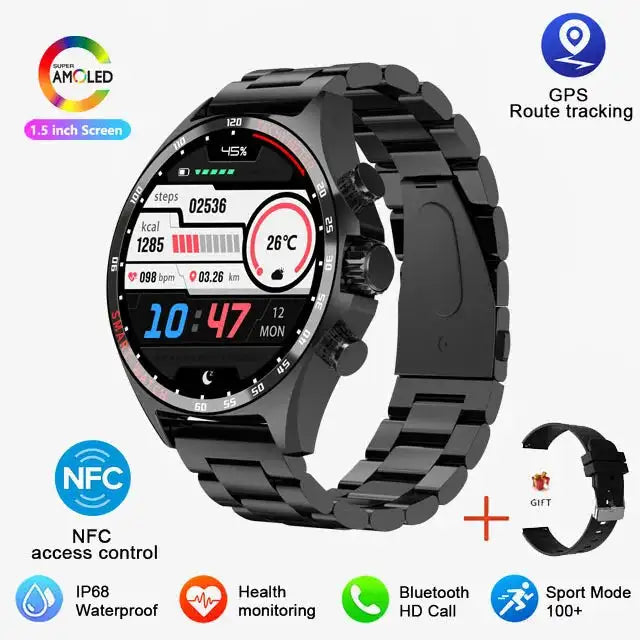 Reloj inteligente deportivo para exteriores con GPS, Bluetooth, llamadas, HD, brújula de monitoreo de salud, IP68, resistente al agua, 2024