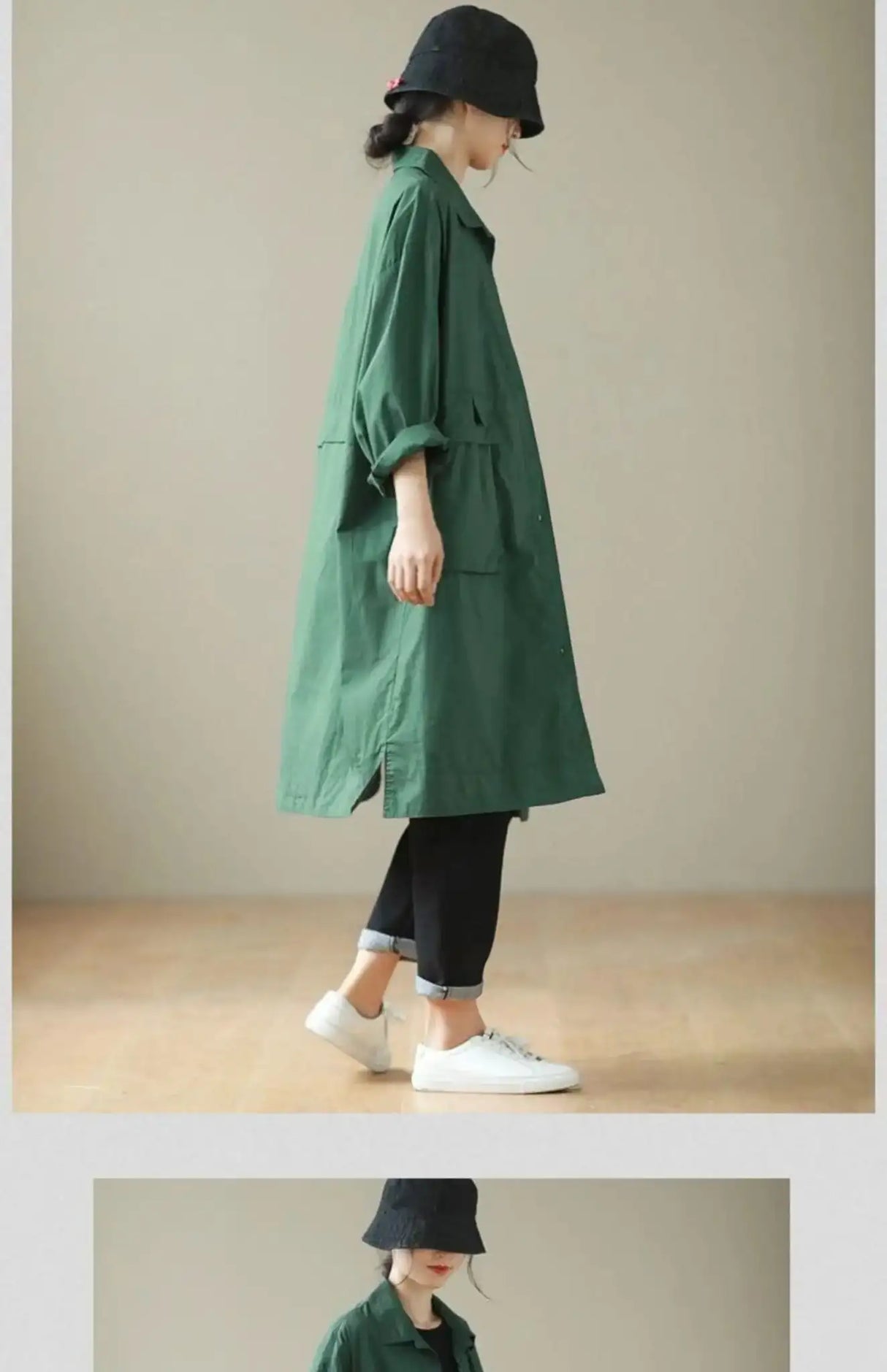 9290 Spring Fall Trench Coat Women Mid Length Windbreaker Single-breasted Double Pockets Casual Loose Overcoat Female Outerwear - Lootquake