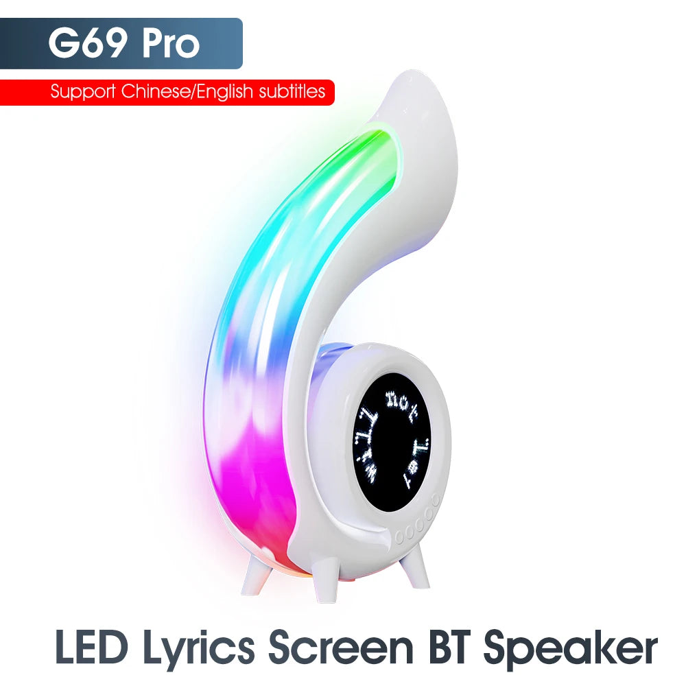 Portable Wireless Bluetooth Speaker with RGB LED Night Light Alarm Clock Playback Bedside Living Room Audio Bedroom Decoration