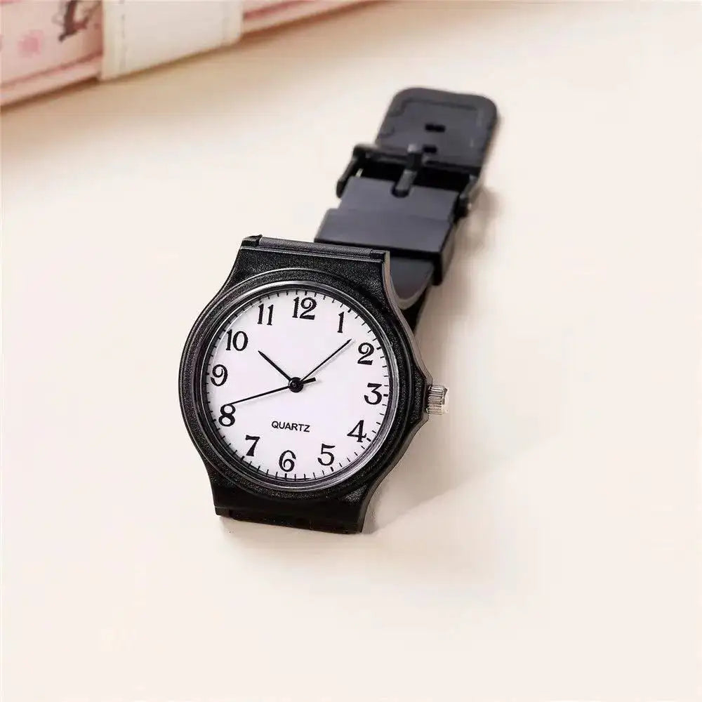 YIKAZE Exam Watch Silicone Strap Simple Women Watch Student Ladies Quartz Wristwatch Waterproof Round Small Dial for Women - Lootquake