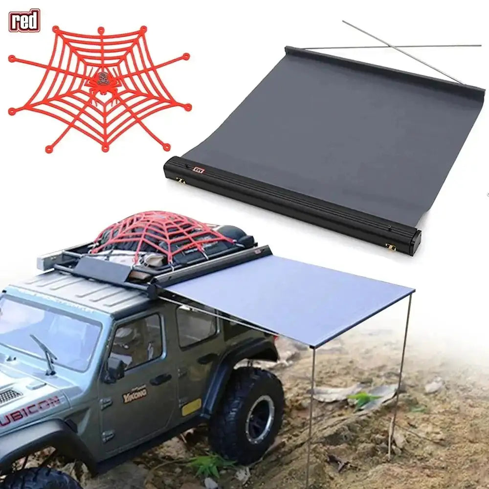 Toy Car Side Awning Rooftop Tent Luggage Roof Rack Net For 1/10 1/8 RC Crawler Car Traxxas TRX4 SCX10 TAMIYA ARRMA D90 - Lootquake