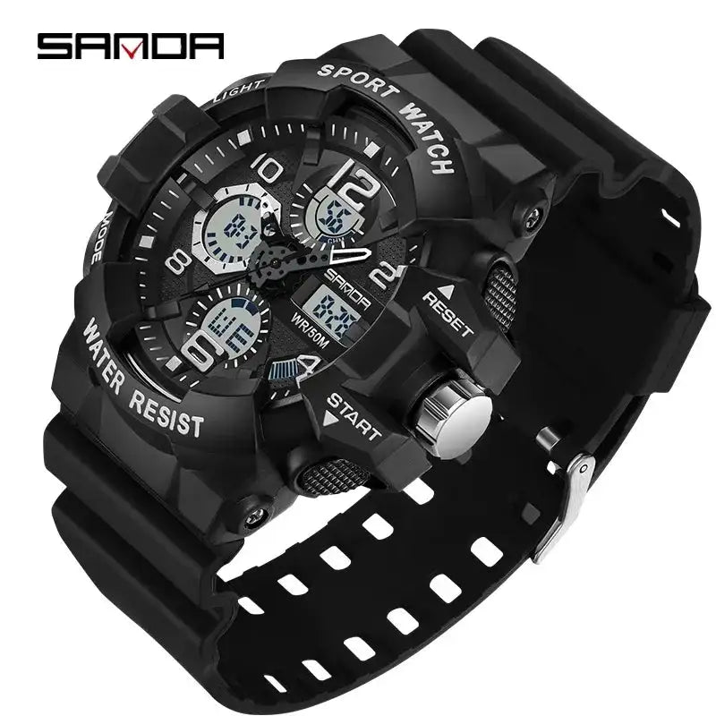 SANDA 3168 White Sport Watch LED Digital 50M Waterproof Watch Men Multifunction Clock Relogio Masculino Men Military Watches - Lootquake