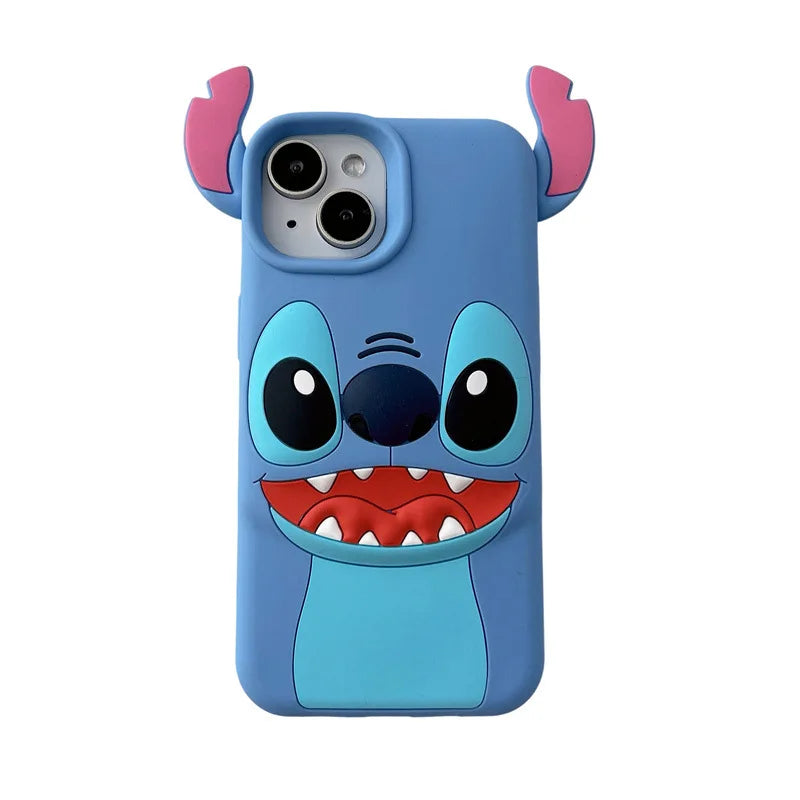 Funda de silicona suave con diseño de puntada en 3D kawaii para iPhone
