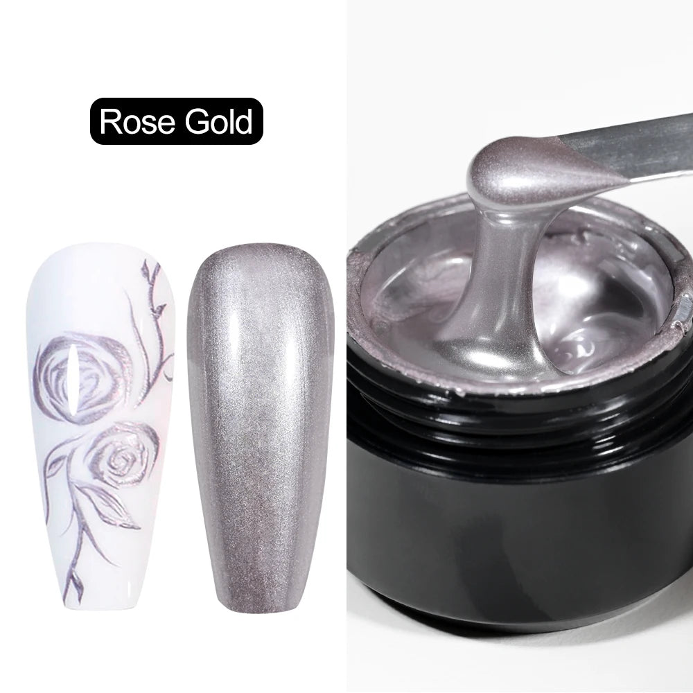 8ml Silver Mirror Metallic Nail Gels Polish UV Soak Off Paint Gel Polish Flower Drawing Gold Superbright Nails Lacquer UV Gel #*