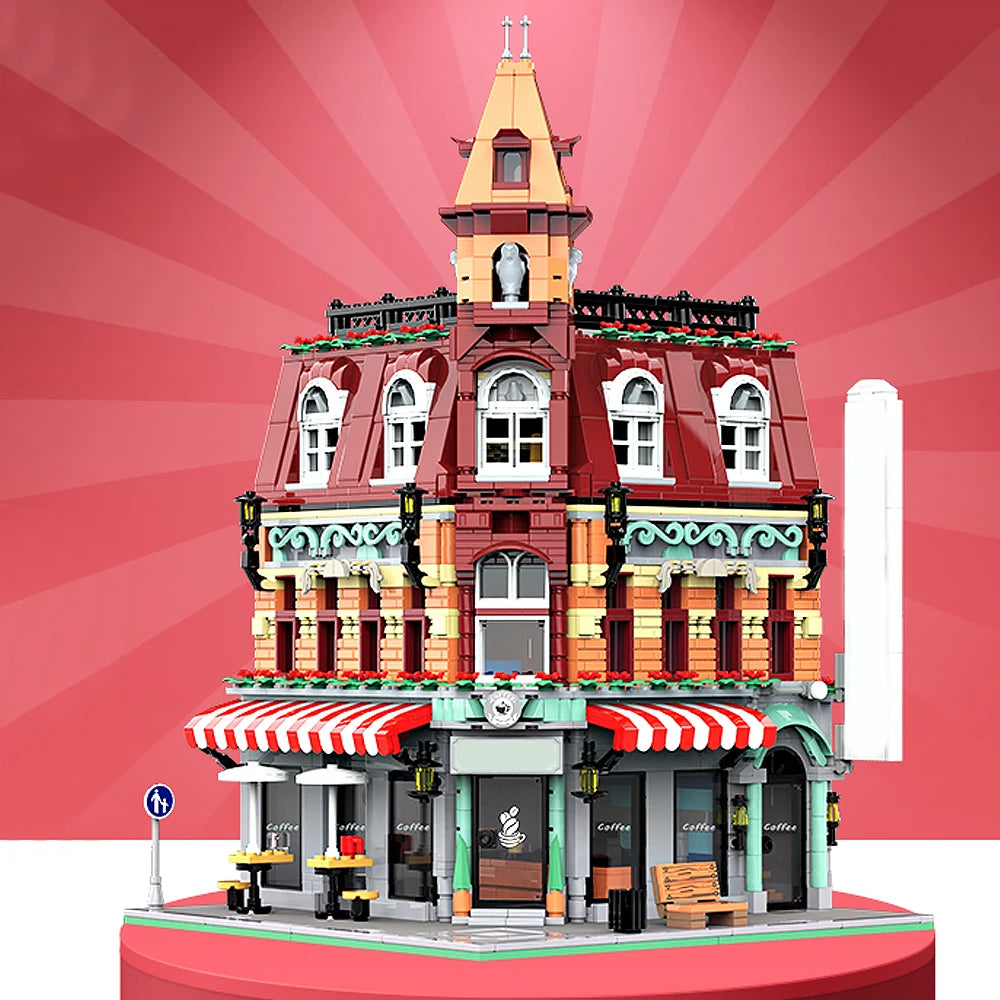 European Market Street Villa House Model Building Blocks MINI Creative Architectural Scene Light Assemble Brick Toy Kid Gift - Lootquake