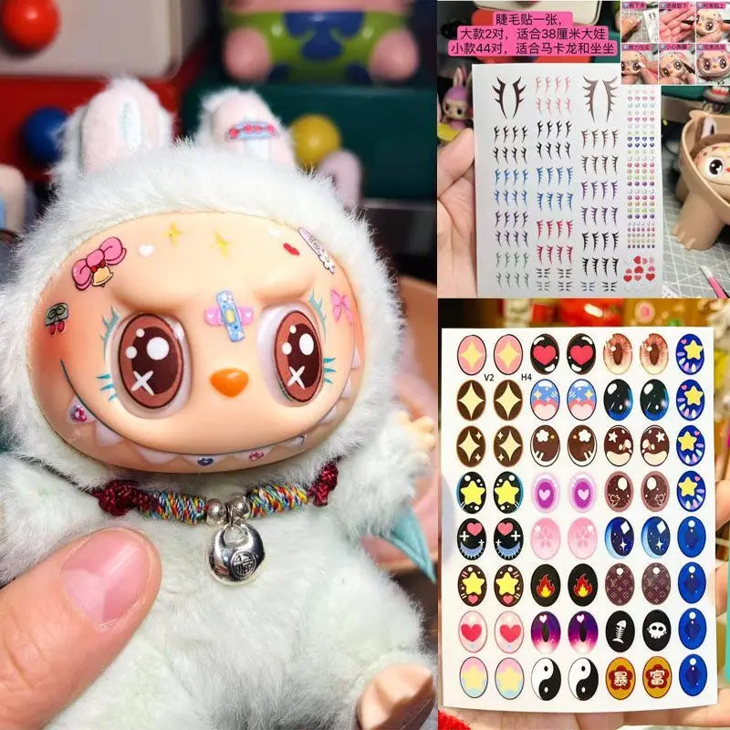 Autocollants pour les yeux Labubu V1v2, 17 cm, magnifiques et exquis, personnalisés, autocollants pour cils, poupées en vinyle, maquillage, outils de bricolage, accessoires