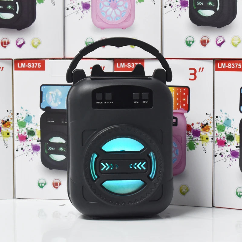 Altavoz Bluetooth inalámbrico con LED. Compatible con micrófono con cable, tarjeta TF y entrada de audio USB.