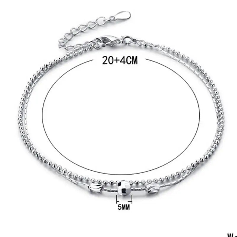 Silver color Stars Anklet Double Layer plated Charms Ankle Bracelet Jewellery Anklets For Women Foot Jewelry Love 2023 new hot - Lootquake