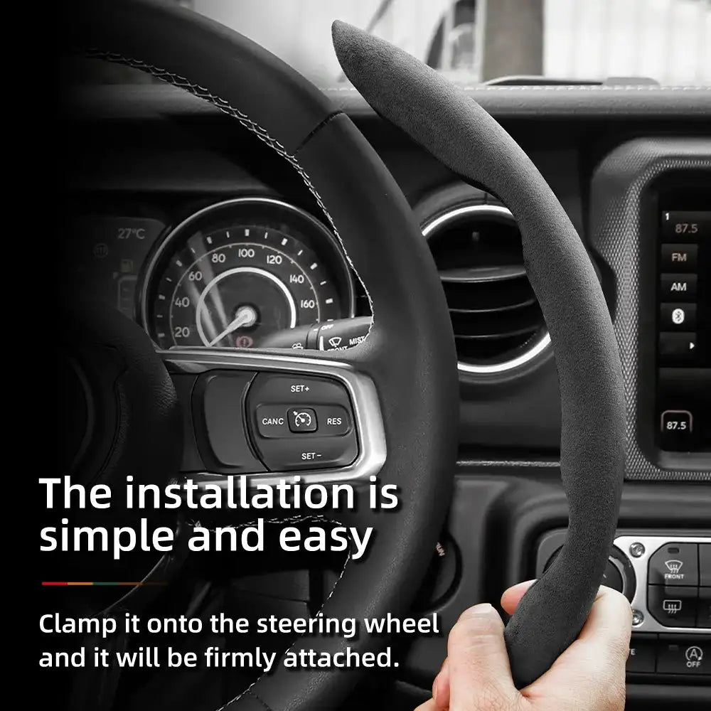 For Jeep Suede Snap-on Steering Wheel Cover Fit Renegade Compass Wrangler Jk Jl Grand Cherokee Wk2 Accessories Wj Portachiavi - Lootquake