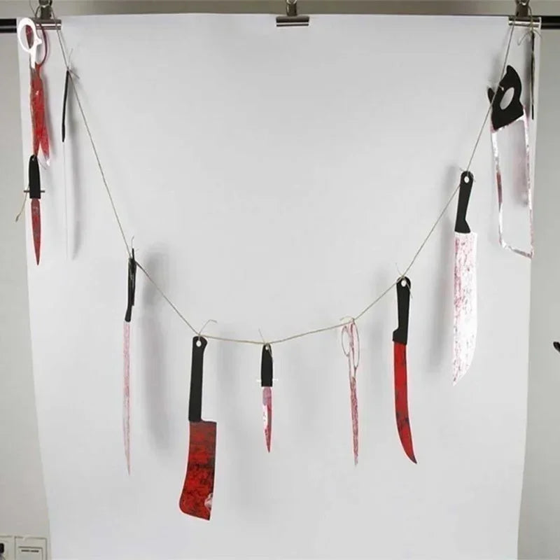 Halloween Decoration Horror House Bloody Weapons Garland Banner Halloween Bar Club Zombie Vampire Party Decorations Supplies