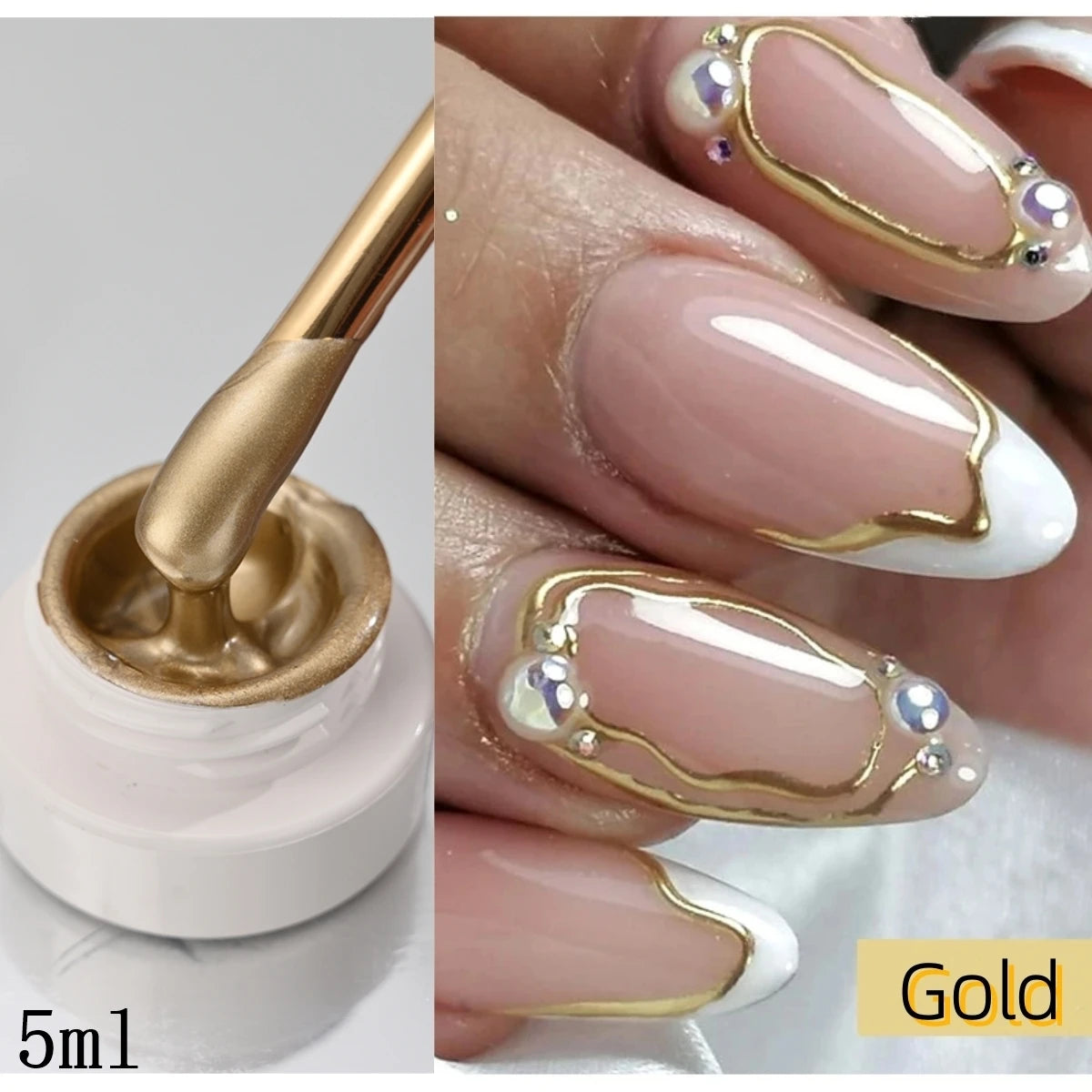 8ml Silver Mirror Metallic Nail Gels Polish UV Soak Off Paint Gel Polish Flower Drawing Gold Superbright Nails Lacquer UV Gel #*