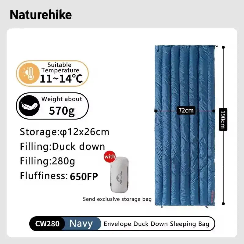 Naturehike CW280 Sleeping Bag Winter Waterproof Goose Down Sleeping Bag Ultralight CWM400 Hiking Camping Sleeping Bag - Lootquake
