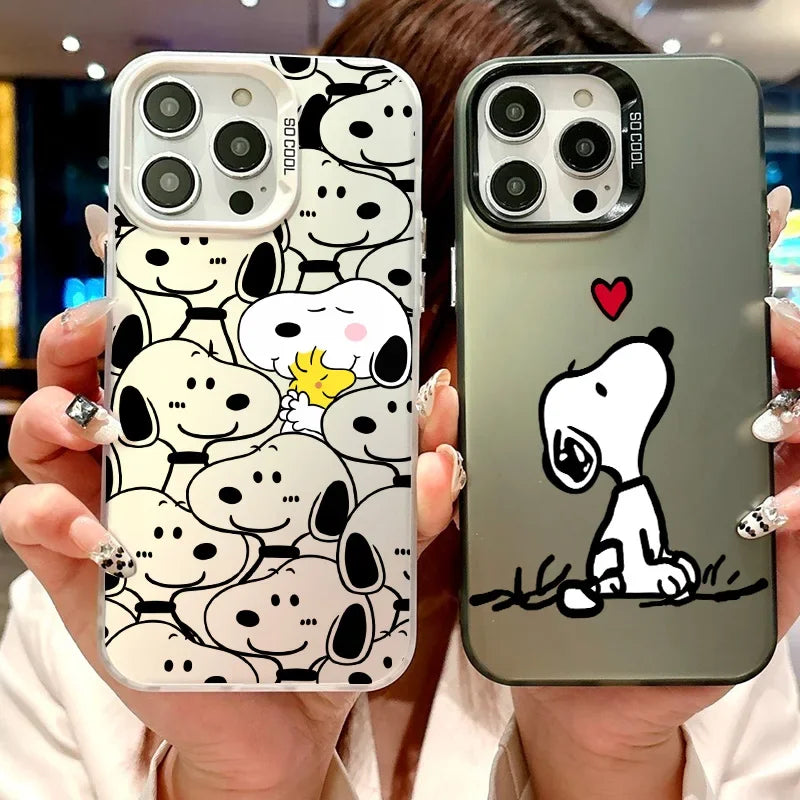 Preciosa funda de dibujos animados de Snoopy para iPhone