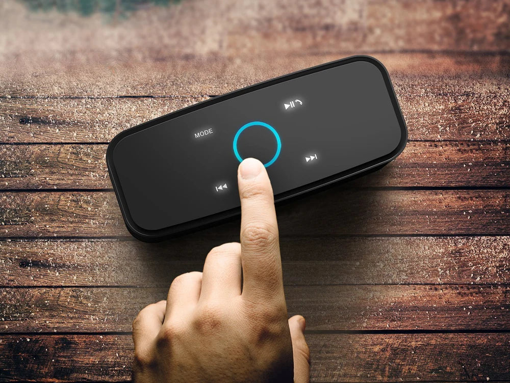 Enceinte Bluetooth sans fil DOSS SoundBox BT 5.0, contrôle tactile, boîte de son musicale portable, son stéréo 12 W, haut-parleurs étanches IPX5