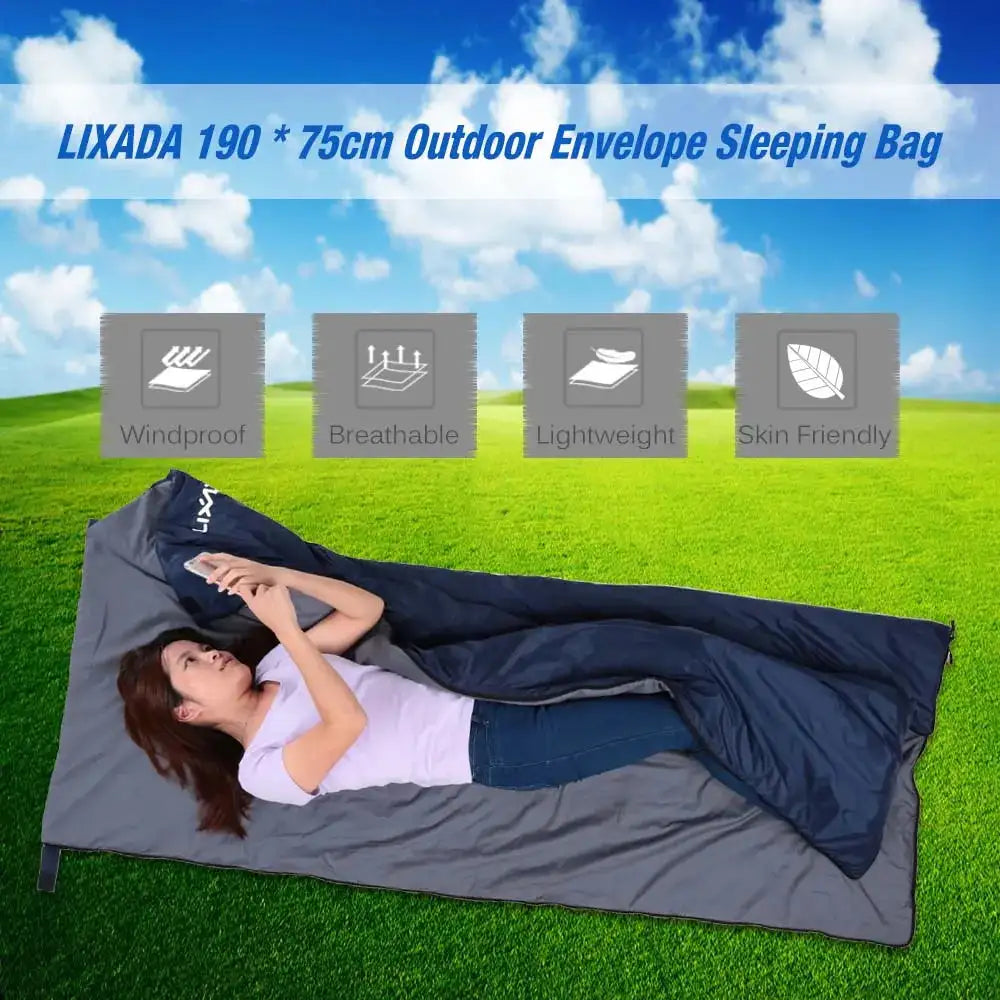 Saco de dormir portátil para exteriores Lixada de 190 x 75 cm, para acampar, viajar, senderismo, multifunción, ultraligero, 680 g, para mochileros.