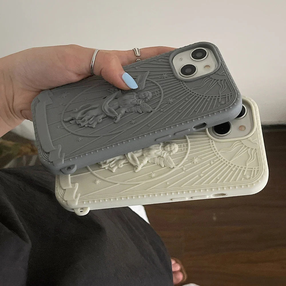 Nueva funda de silicona para teléfono con diseño de ángel de arte clásico.