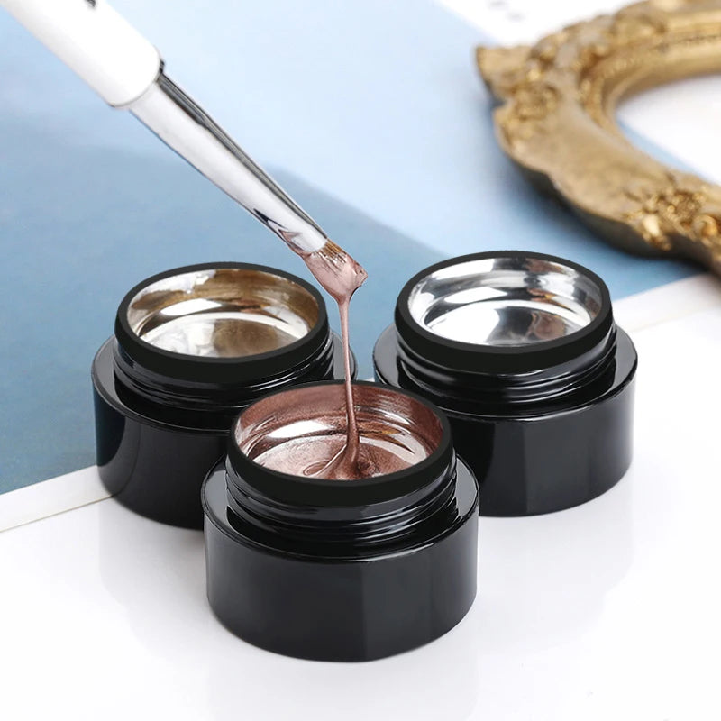 BORN PRETTY Esmalte de uñas en gel metálico con efecto espejo dorado y plateado, superbrillante, para dibujar líneas, uñas francesas, barniz UV.