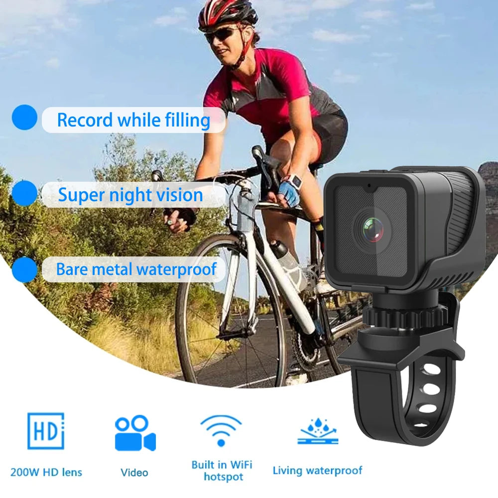 Minicámara deportiva portátil de alta definición 1080p con punto de acceso wifi, impermeable, para motocicletas y bicicletas.