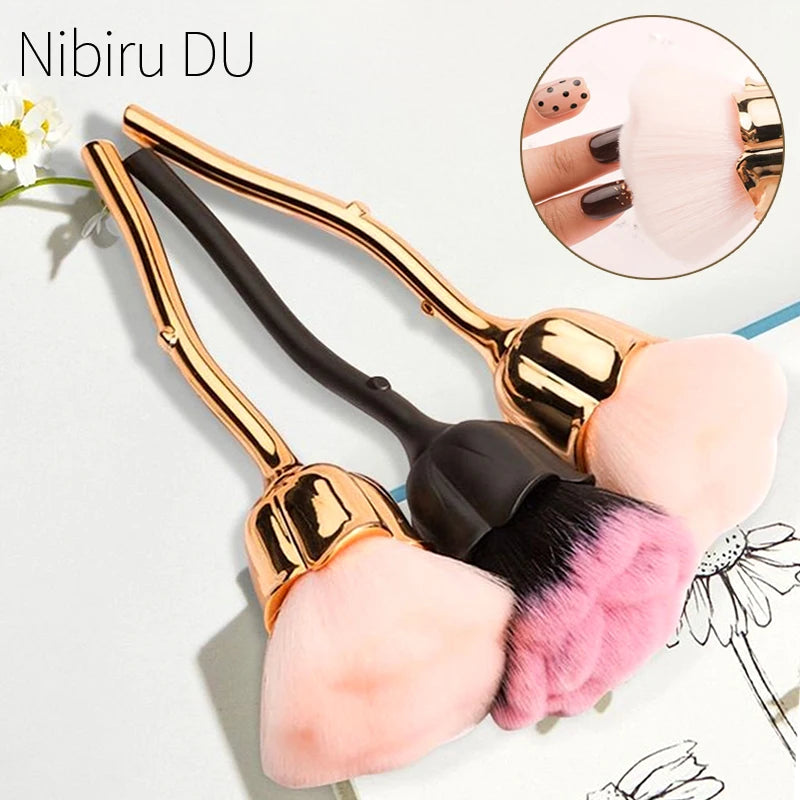 Cepillo suave en forma de rosa para manicura, arte de uñas, cepillo para polvo, cepillo para polvo de uñas, cepillo para polvo de uñas, herramienta para limpiar el polvo de esmalte de gel, cepillos para uñas, suministros para uñas