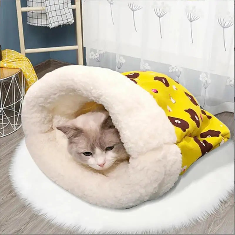 Warm Cat Sleeping Bag Soft Cat Bed Comfortable Tunnel Cat Nest Closed Pet House for Cats Lovely Cat Nest 2.5-7kg Cat Accessories - Lootquake
