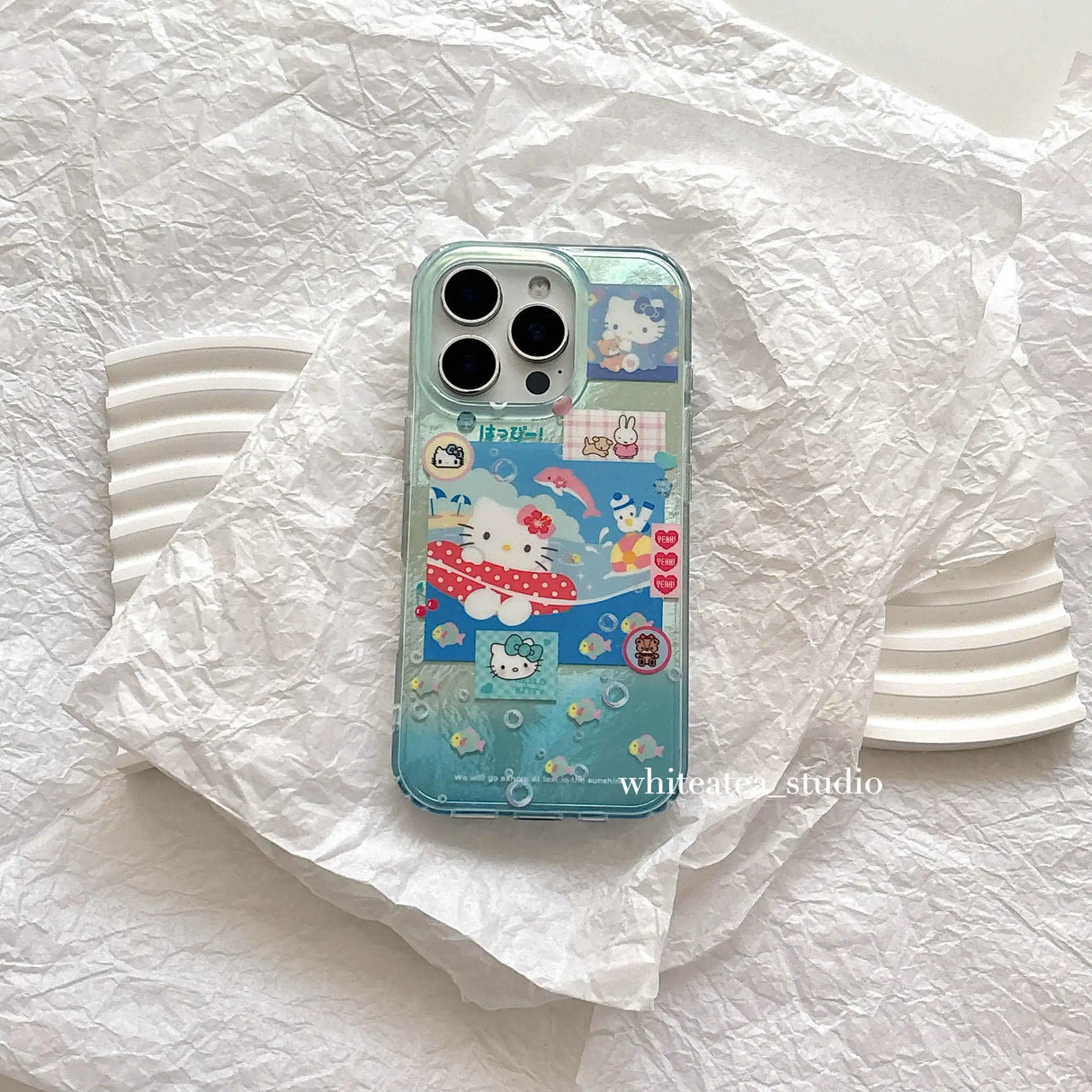 Funda para teléfono con diseño de HelloKitty Cats de océanos azules de verano para chica Y2k