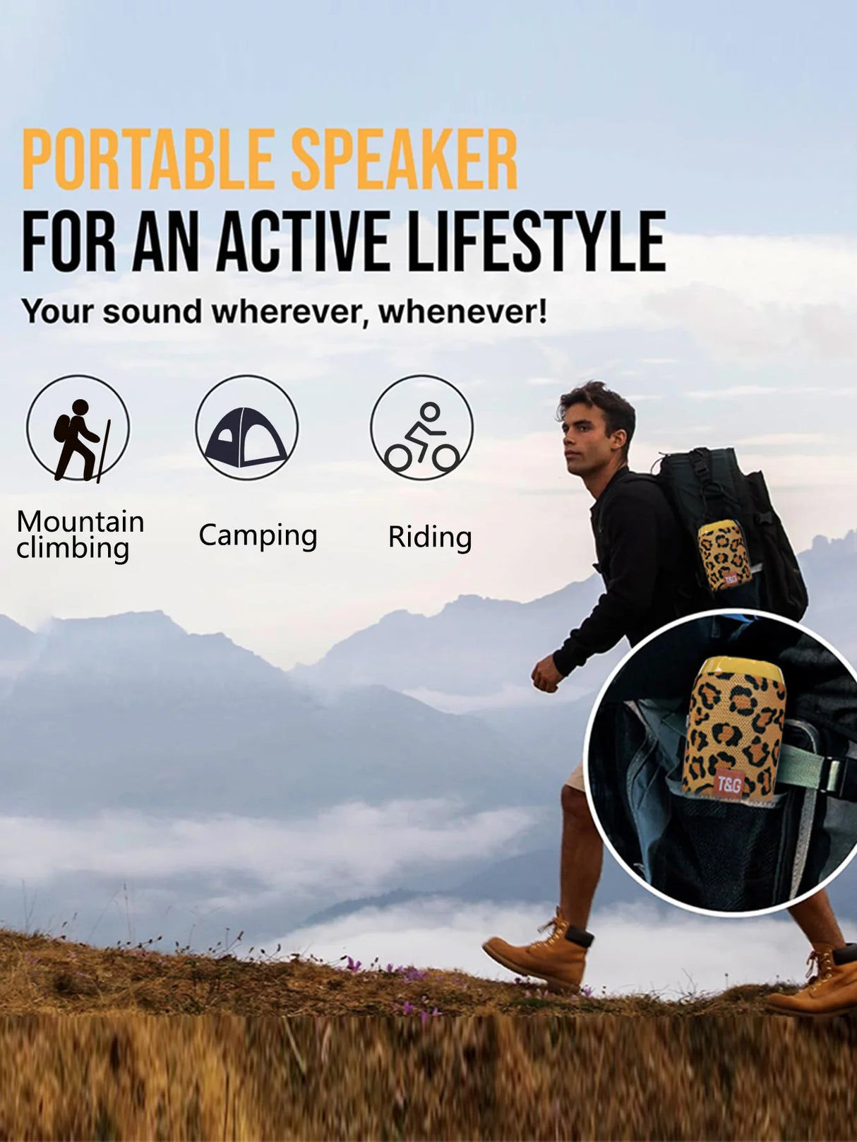 Altavoz Bluetooth portátil TG117 para exteriores, inalámbrico, con graves profundos, llamadas gratuitas, FM, tarjeta TF y unidad flash USB, compatible con teléfono móvil, tableta y TV.