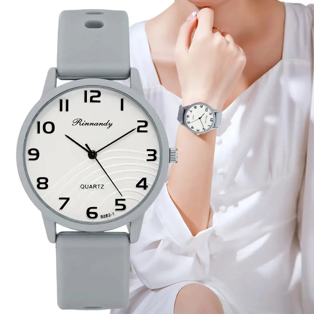 Fashion Lady Hot Sales Watches Leisure Grey Digital Simple Women Quartz Watch Sports Silicone Strap Ladies Clock Wristwatches - Lootquake