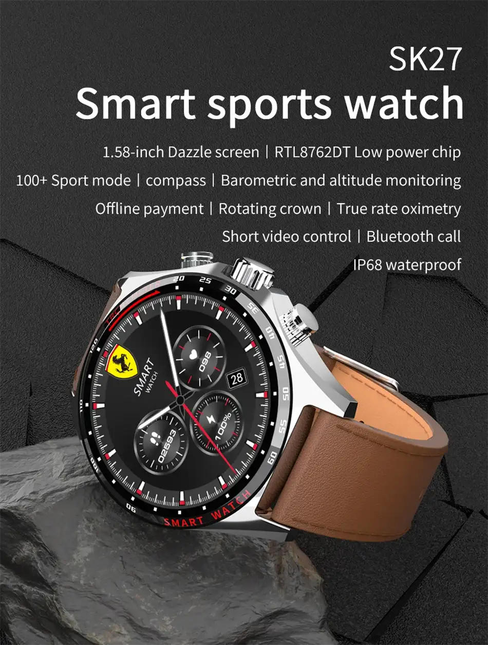 2024 New Outdoor Sports GPS Smart Watch Men Bluetooth Call HD Smartwatch Health Monitoring Compass IP68 Waterproof Watches Men - Lootquake