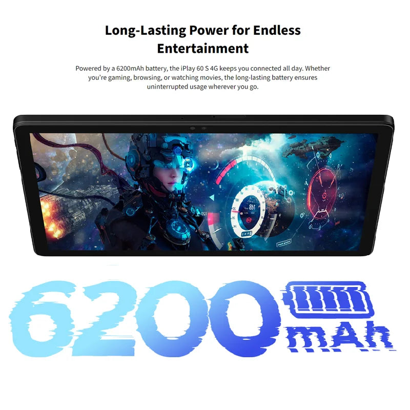 Alldocube iplay 60S 4G-LTE/WiFi Version 10.1" Tablet 4GB+8GB RAM 128GB ROM Android 14 OS 6200mAh Big Battery WiFi 6