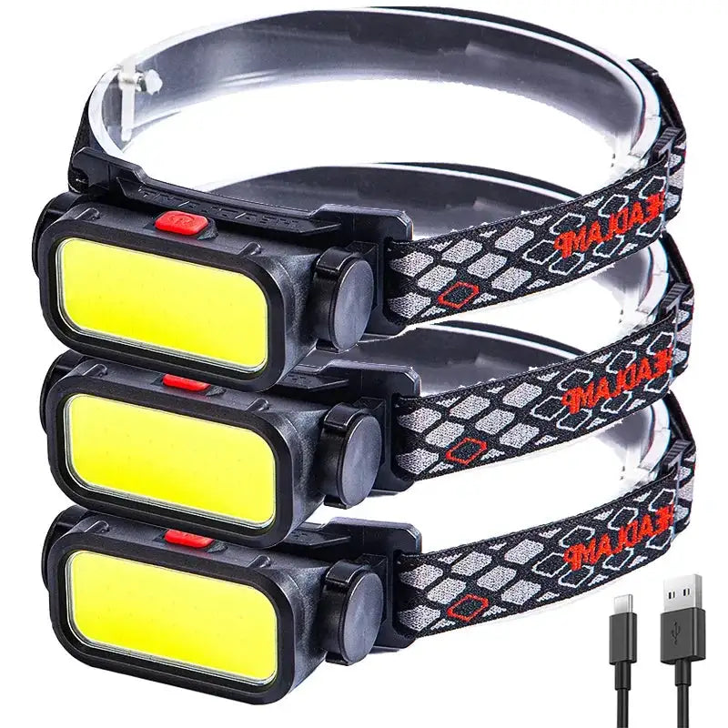 COB Headlight Portable Headlamp With Built-in 18650 Battery Flashlight USB Rechargeable Outdoor Camping Fishing Climbing Lantern - Lootquake