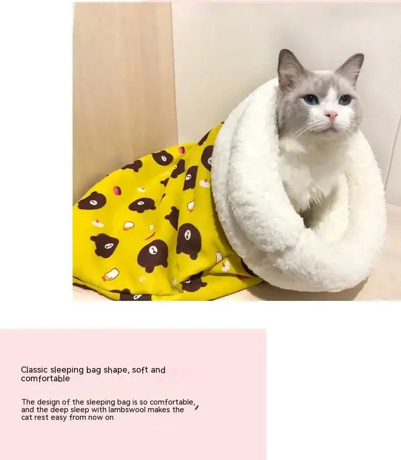 Tunnel Cat Nest Dog Nest Four Seasons Universal Warm Closed Cat Bed Pet Supplies Cartoon Cat Nest Mat Pet Mat Pet Sleeping Bag - Lootquake