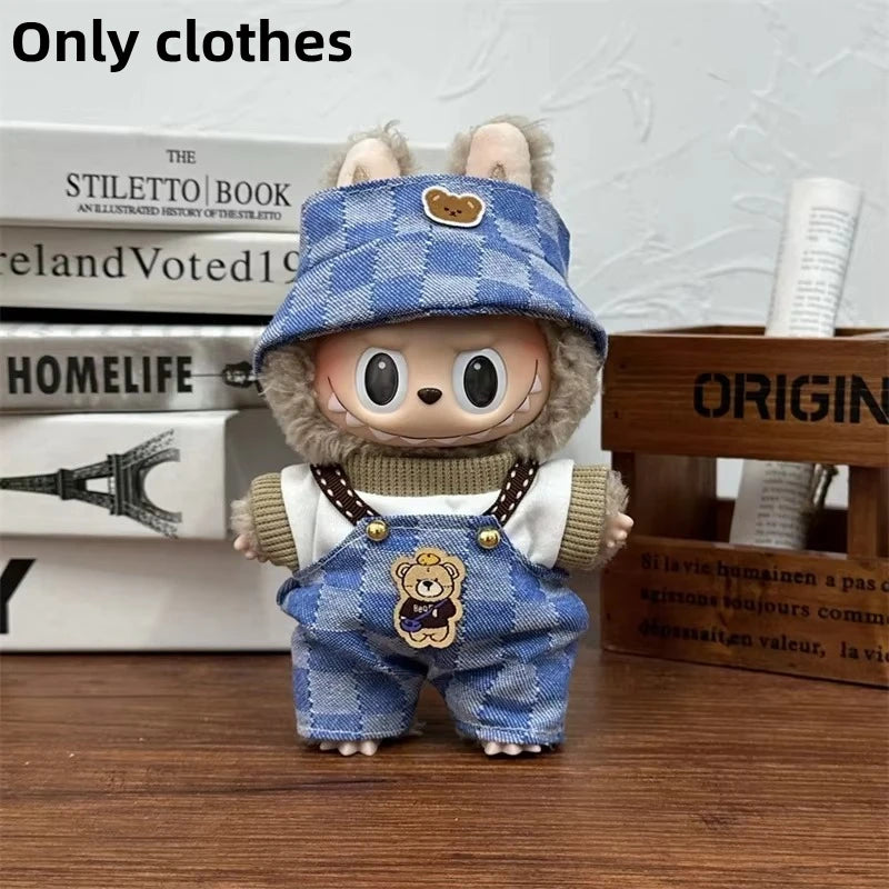 Vêtements de poupée LABUBU 17 cm, accessoires pour Labubu V1 V2, salopette rayée, chapeaux, lunettes, chaussures, vêtements cool et élégants, cadeau