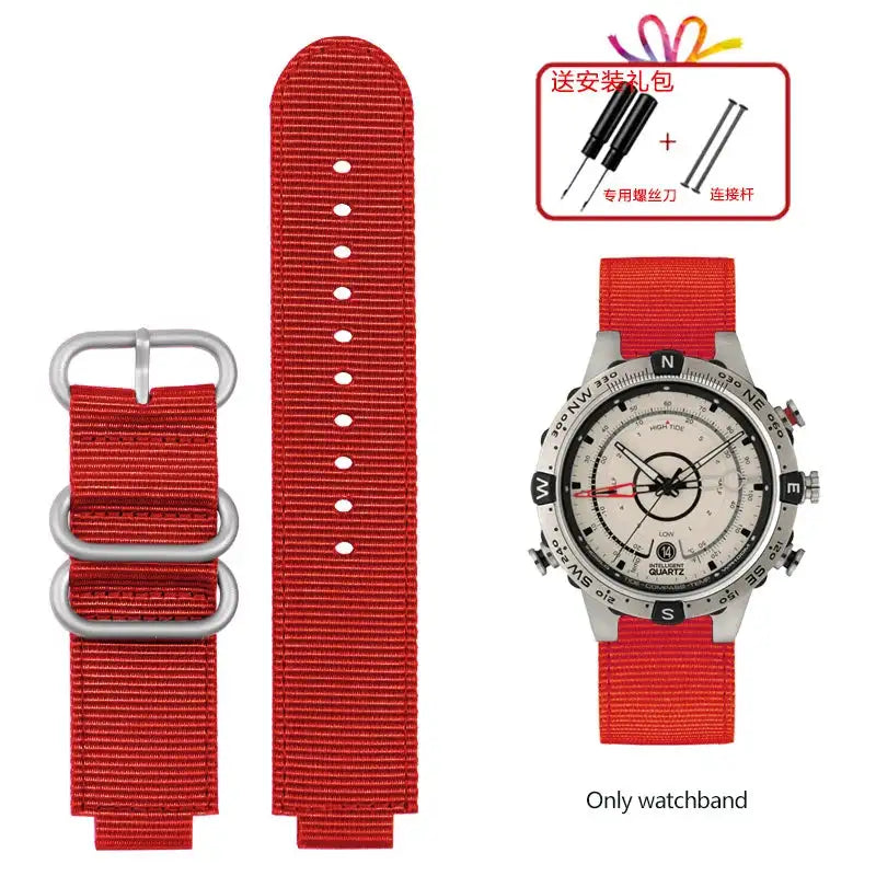 For TIMEX Tide Canvas Convex Strap Male Compass Bracelet T2N721 T2N720 TW2T76500 TW2T76300 Nylon Watchband 24*16MM Wristband - Lootquake