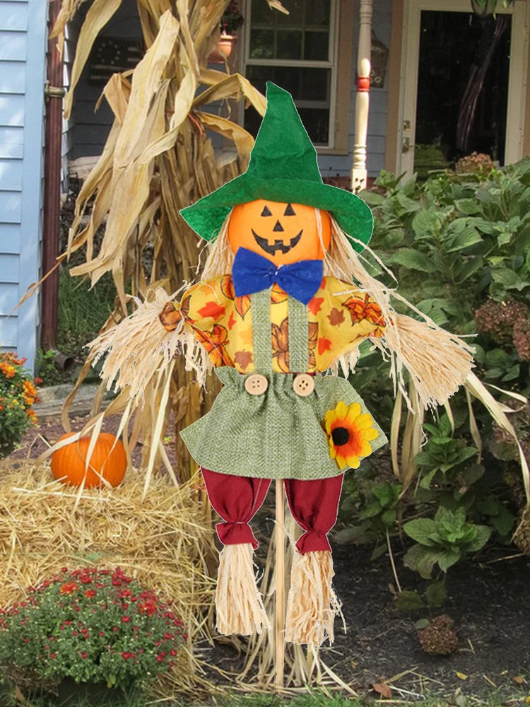 Small Halloween Scarecrow Decoration Fall Harvest Standing Scarecrow Decors Rustic Outdoor Scarecrow Halloween Decor