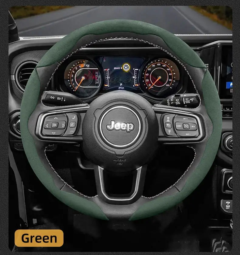 For Jeep Suede Snap-on Steering Wheel Cover Fit Renegade Compass Wrangler Jk Jl Grand Cherokee Wk2 Accessories Wj Portachiavi - Lootquake