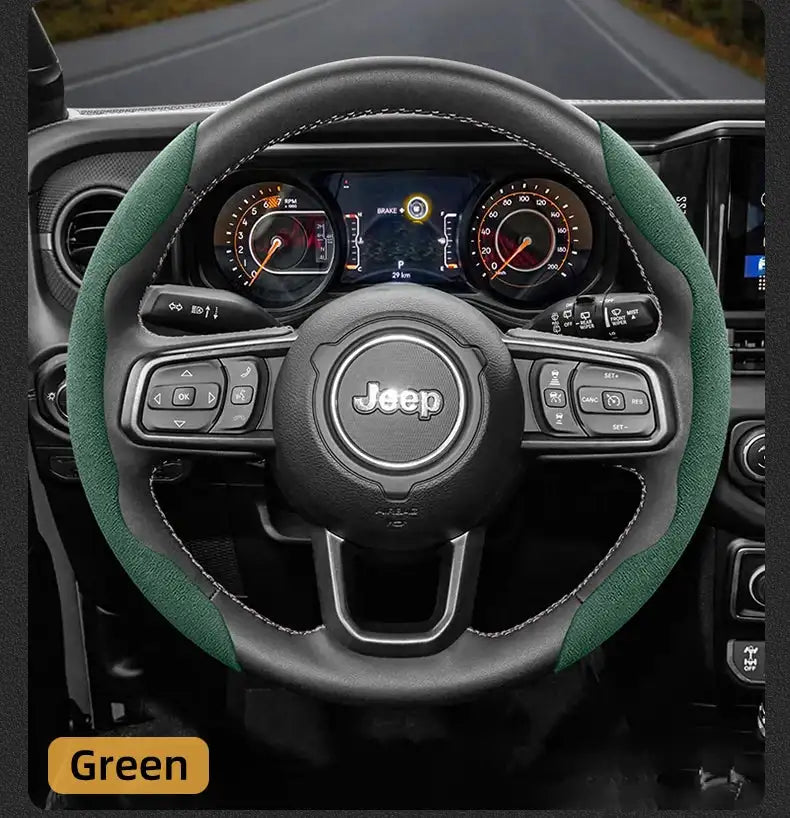 For Jeep Suede Snap-on Steering Wheel Cover Fit Renegade Compass Wrangler Jk Jl Grand Cherokee Wk2 Accessories Wj Portachiavi - Lootquake