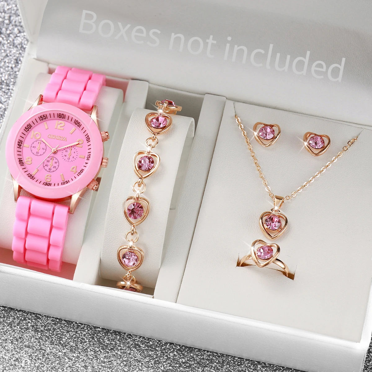 5/6PCS Women Watches Fashion Silicone Band Women Quartz Watches Jewelry Set Reloj Mujer Girls Clock Gift (Without Box) - Lootquake