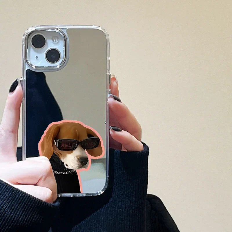Funda para teléfono con espejo suave y bonito gato