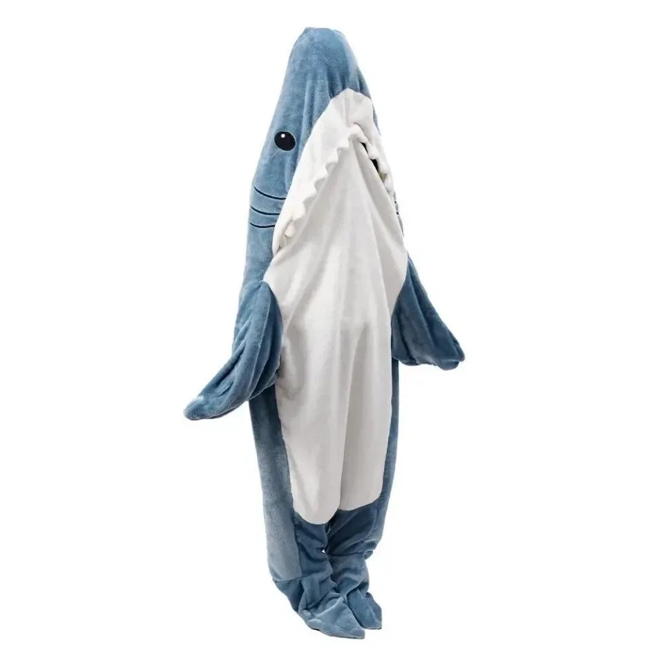 Shark Blanket Adult Cartoon Sleeping Bag Shark Onesie Sleeping Bag Pajama Hooded Warm Flannel Funny Homewear Winter Warm Blanket
