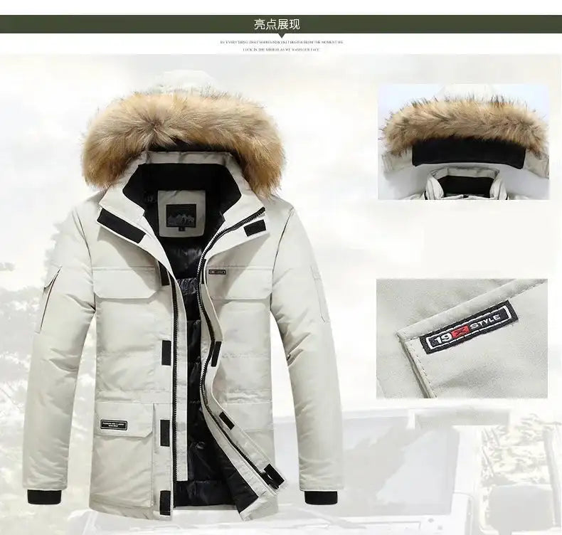 New Men Parkas Coat Windbreaker Big Pockets Wholesale Winter Parkas Men Thicken Coat Fur Hooded Jacket Overcoat Keep Warm Male - Lootquake