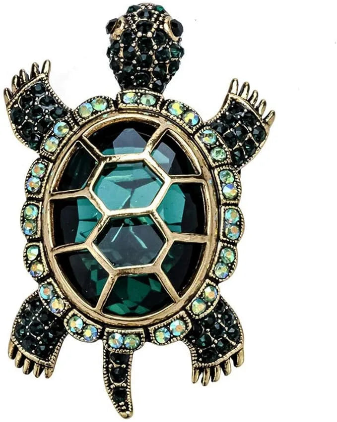 Diamond inlaid fashionable retro little turtle brooch - Lootquake