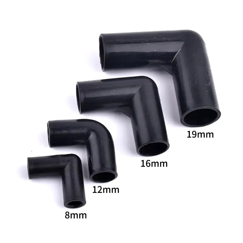 I.D 8/12/16/19mm Black Plastic Pipe Connector DIY Shelf Water Tube Joint Tent Fixed Connector Tee Four Way Elbow Straight Joint - Lootquake