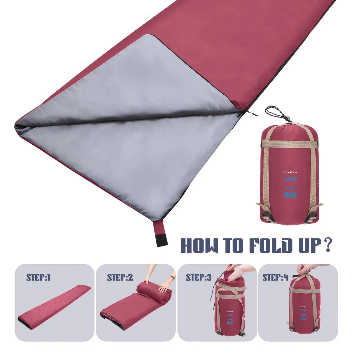 Saco de dormir portátil para exteriores Lixada de 190 x 75 cm, para acampar, viajar, senderismo, multifunción, ultraligero, 680 g, para mochileros.