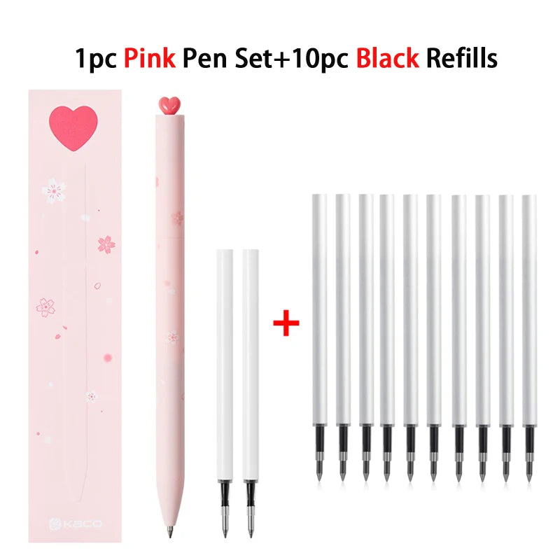 Juegos de bolígrafos de gel KACO, útiles escolares y de oficina para niños, de 0,5 mm de alta capacidad, con forma de corazón o signo del zodiaco, artículos de escritura, regalos de amor, artículos bonitos.