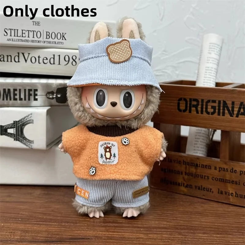 Vêtements de poupée LABUBU 17 cm, accessoires pour Labubu V1 V2, salopette rayée, chapeaux, lunettes, chaussures, vêtements cool et élégants, cadeau