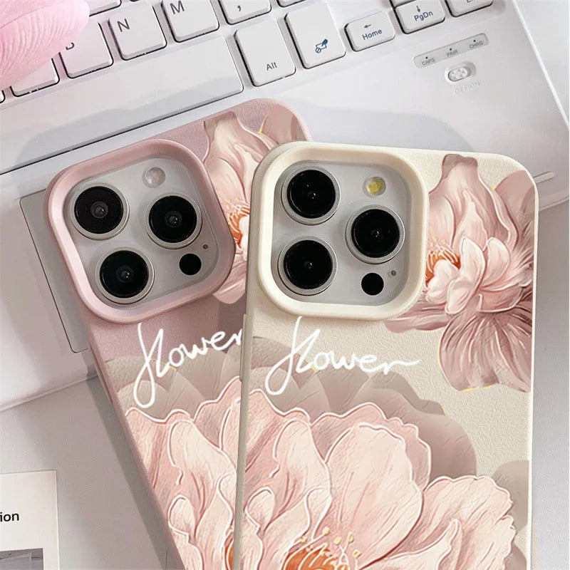 Funda para iPhone con diseño floral coreano