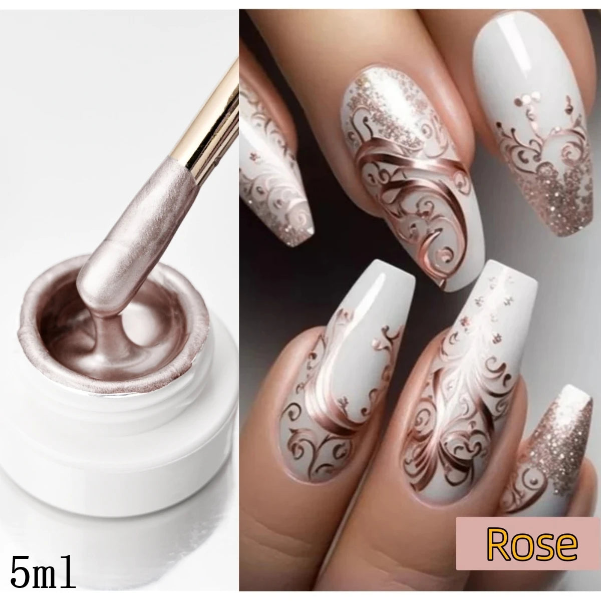 8ml Silver Mirror Metallic Nail Gels Polish UV Soak Off Paint Gel Polish Flower Drawing Gold Superbright Nails Lacquer UV Gel #*