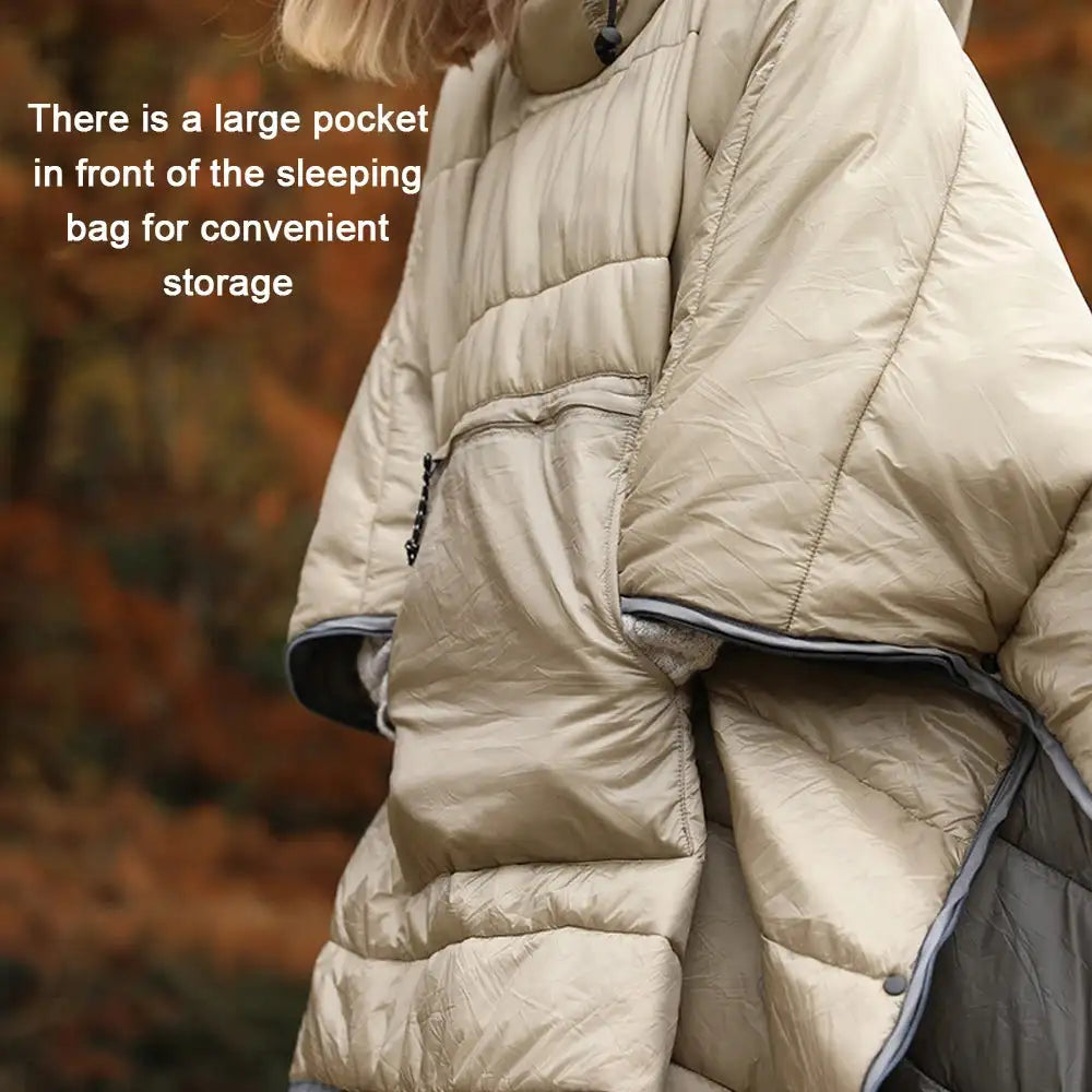 Outdoor Wearable Cloak Sleeping Bag Portable Warming Sleeping Bag Light-weight Cotton Sleeping Bag for Winter Camping Travel - Lootquake